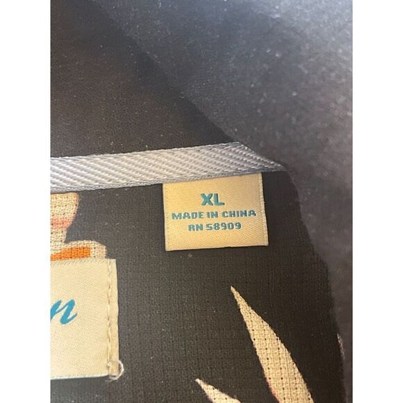 Caribbean Button-Up Shirt Men's Size XL Black Floral Silk Blend Short Sleeves - Picture 4 of 8